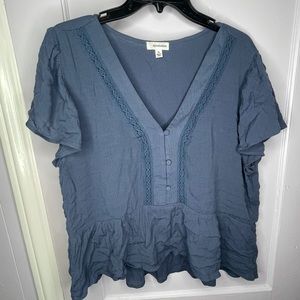 Blue Short Sleeved Blouse